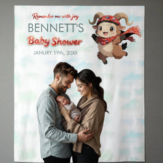 Cute Ram Winter Baby Shower Tapestry