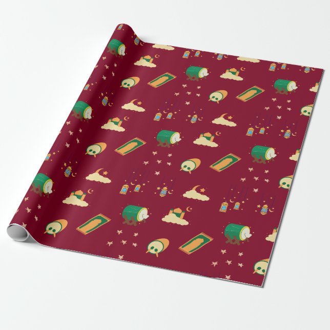 Cute Ramadan Eid Mubarak  Wrapping Paper (Unrolled)