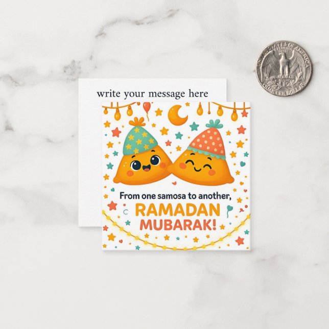 Cute Ramadan Mubarak  Card (Front/Back In Situ)