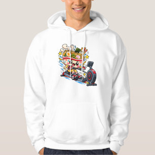 Cute Ramen Bowl Rowing Machine Cartoon Fitness Hoodie