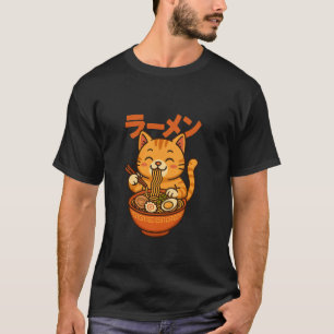 Cute Ramen Cat Japanese Noodles T-Shirt