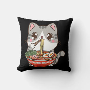 Cute Ramen Cat Kawaii Anime Japanese Food Boy Girl Cushion