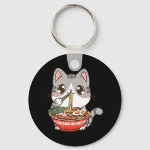 Cute Ramen Cat Kawaii Anime Japanese Food Boy Girl Key Ring
