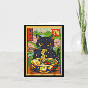 Cute Ramen Cat Nature Flowers Noodle Anime  Card
