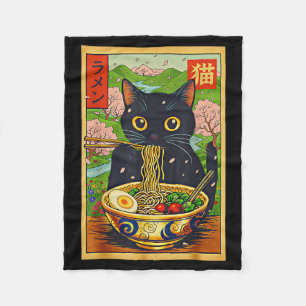 Cute Ramen Cat Nature Flowers Noodle Anime  Fleece Blanket