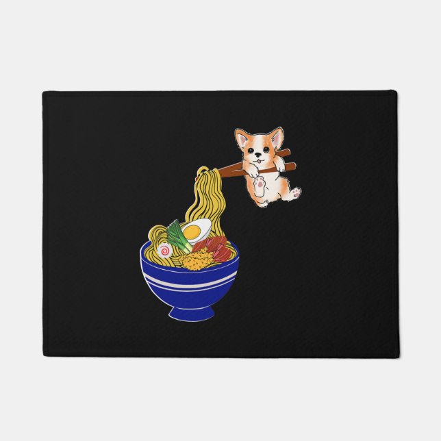 Cute Ramen Corgi Dog Doormat (Front)