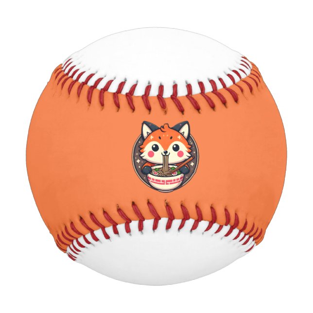  Cute Ramen Fox Illustration for Merch Design Baseball (Front)