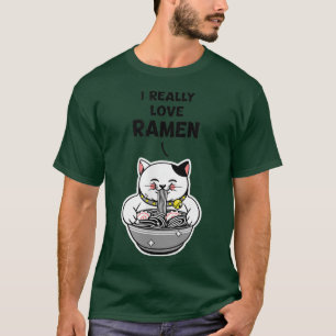 Cute Ramen Lover Cat Eating T-Shirt