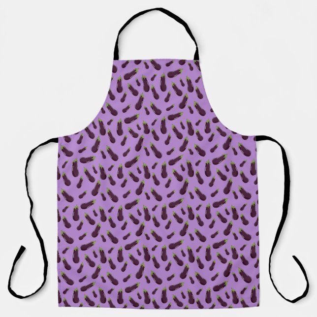 Cute random Eggplant pattern Throw Pillow Apron (Front)