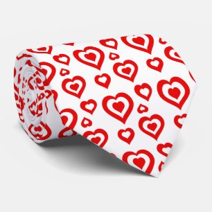 Cute Random Red & White hearts Pattern Tie
