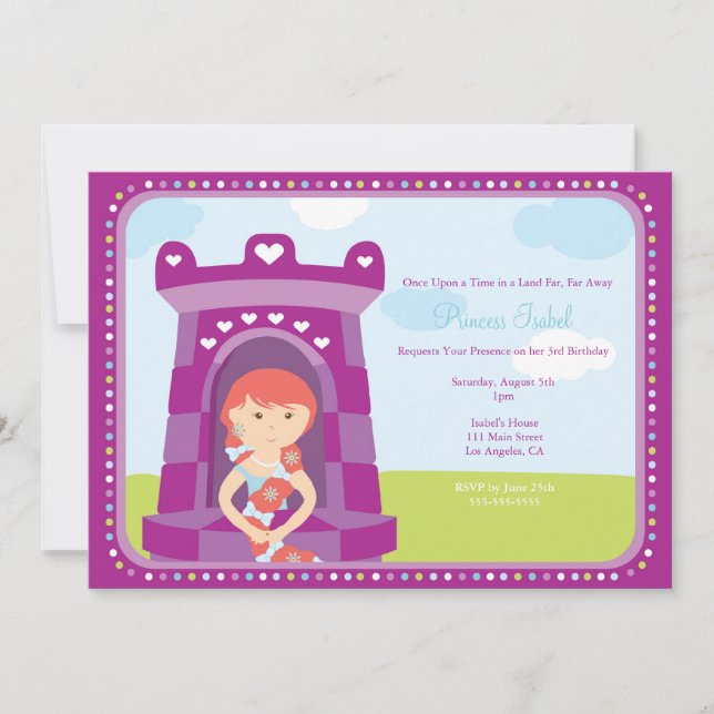 Cute Rapunzel Princess Birthday Party Invite (Front)
