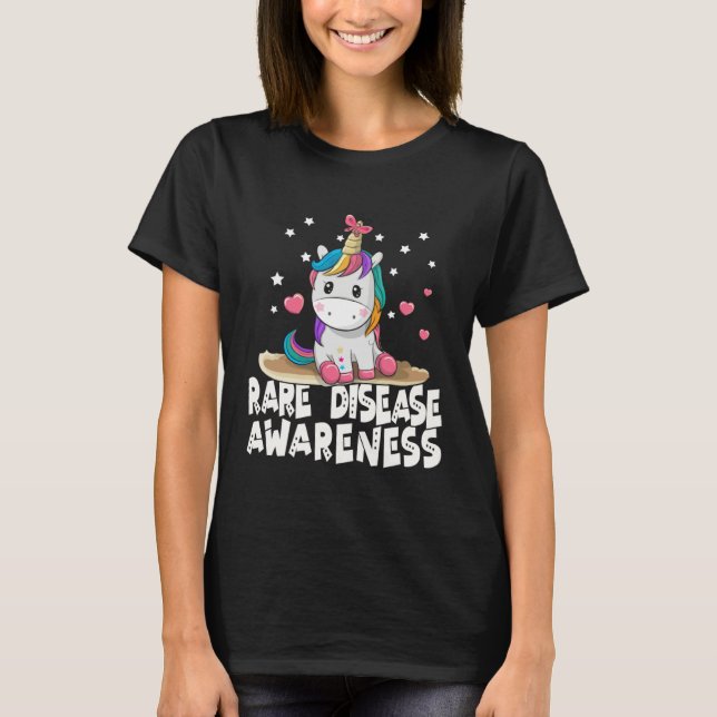 Cute Rare Disease Awareness Unicorn T-Shirt (Front)