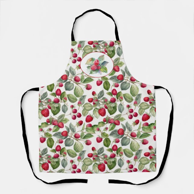 Cute Raspberries Watercolor  Apron (Front)