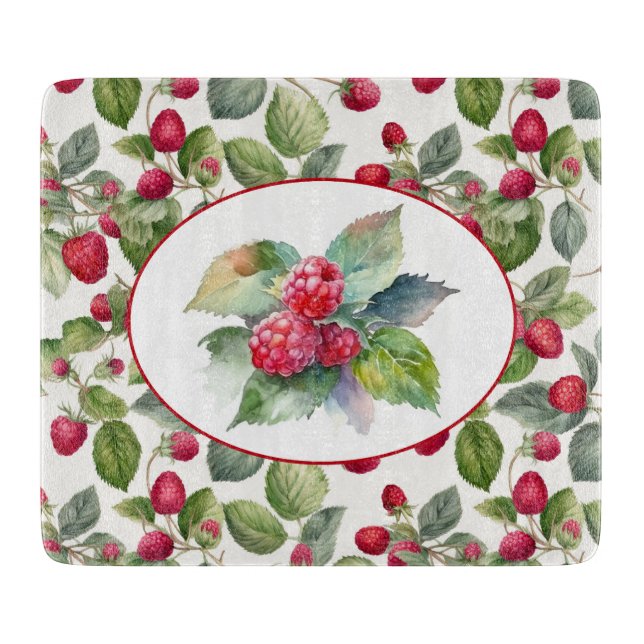 Cute Raspberries Watercolor Cutting Board (Front)
