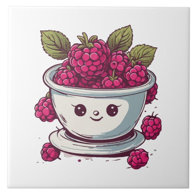 CUTE RASPBERRY CERAMIC TILE (Front)