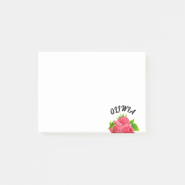 Cute raspberry Personalised Post-it notes (Front)