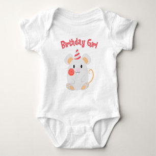 Cute Rat Birthday Girl Baby Bodysuit