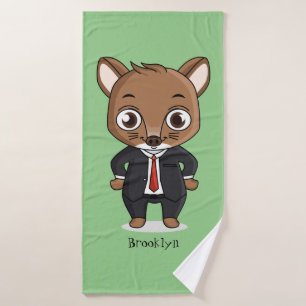 Cute rat cartoon illustration bath towel set
