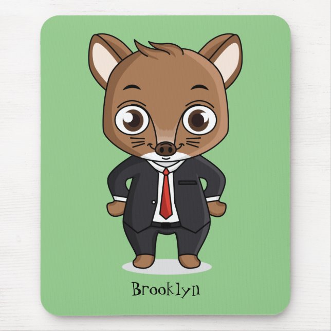 Cute rat cartoon illustration mouse pad (Front)