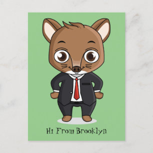 Cute rat cartoon illustration  postcard