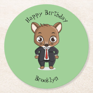 Cute rat cartoon illustration round paper coaster
