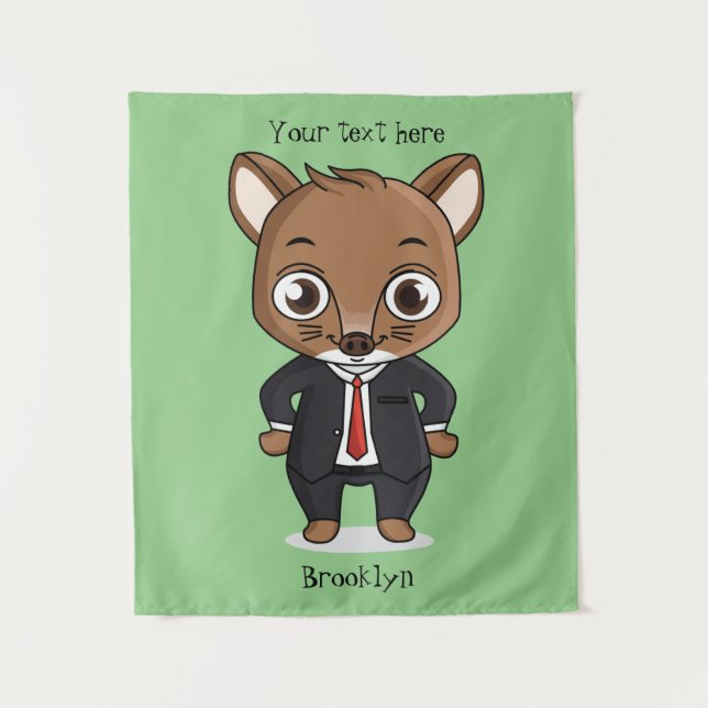 Cute rat cartoon illustration tapestry (Front)