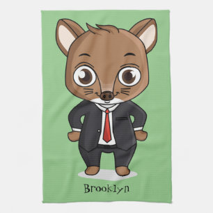Cute rat cartoon illustration  tea towel
