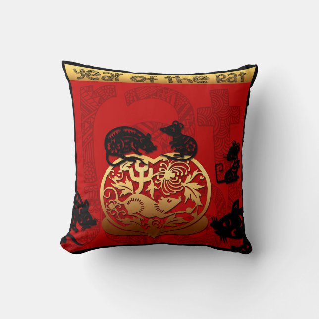 Cute Rat Chinese New Year Zodiac Birthday SqP Cushion (Front)