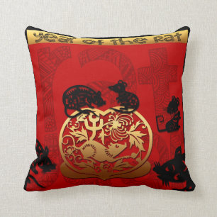 Cute Rat Chinese New Year Zodiac Birthday SqP Cushion