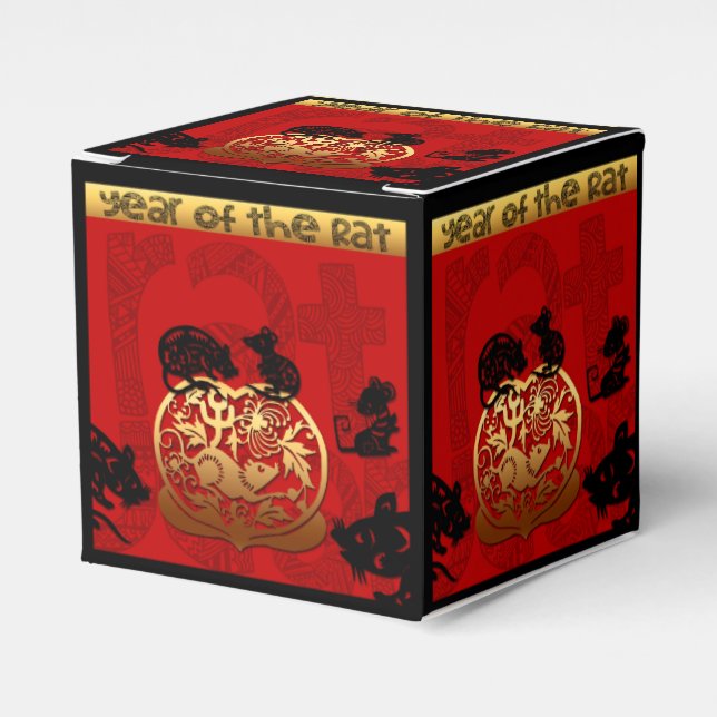 Cute Rat Chinese Year Zodiac Birthday CCFB Favour Box (Front Side)