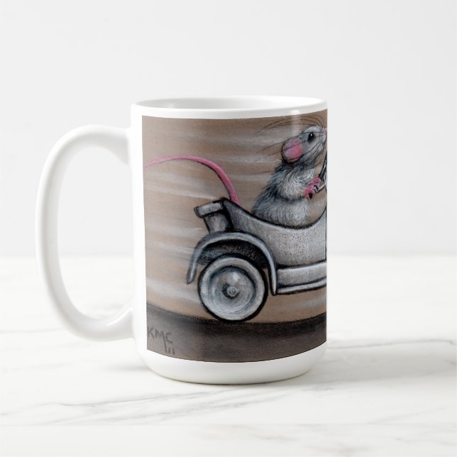 Cute rat in car Fill 'er up! coffee mug (Left)
