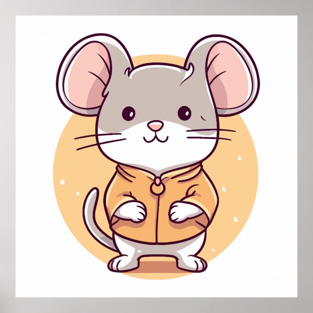 Cute rat  in kawaii cartoon style poster (Front)