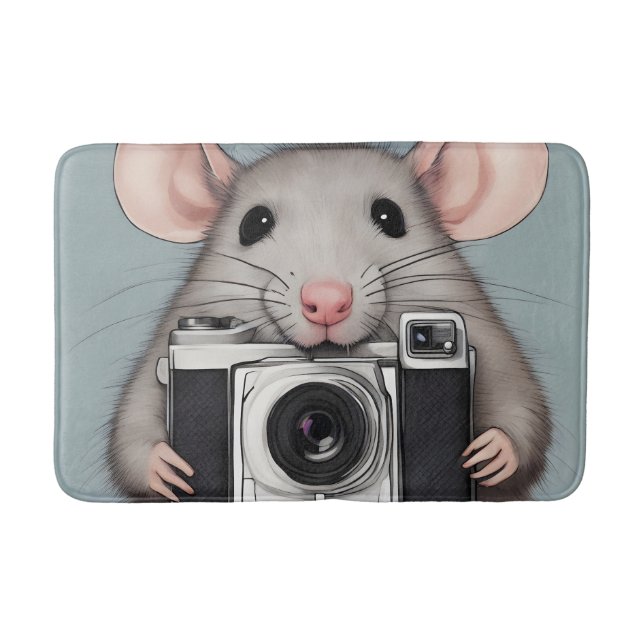 Cute Rat Photographer Bath Mat (Front)