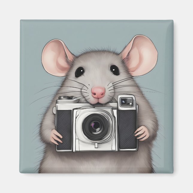 Cute Rat Photographer Magnet (Front)