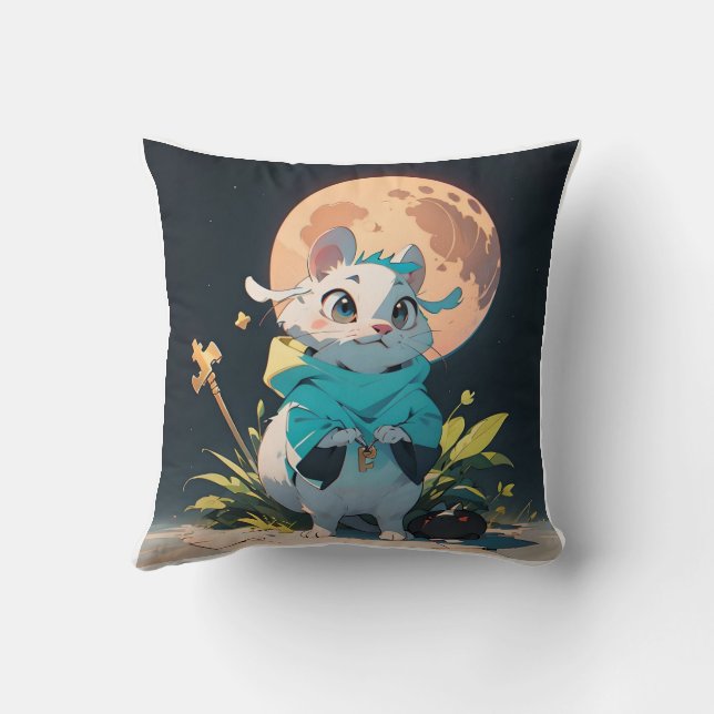 Cute Rat Round Pillow (Back)