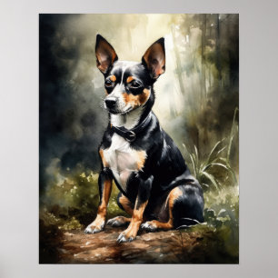 Cute Rat Terrier Dog Art Print Poster