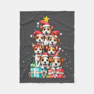 Cute Rat Terrier Le Dog Christmas Tree Xmas Fleece Blanket