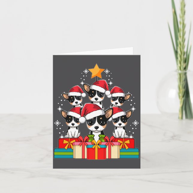 Cute Rat Terrier Le Dog Christmas Tree Xmas Hat Lo Card (Front)
