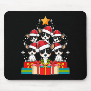 Cute Rat Terrier Le Dog Christmas Tree Xmas Hat Lo Mouse Pad