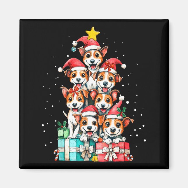 Cute Rat Terrier Le Dog Christmas Tree Xmas  Magnet (Front)