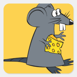 Cute Rat with Cheese Square Sticker