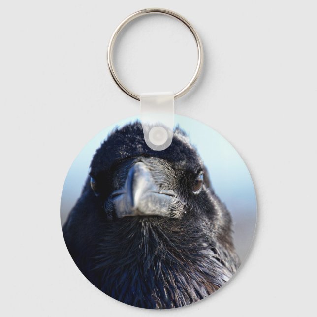 Cute Raven bird button keychain (Front)
