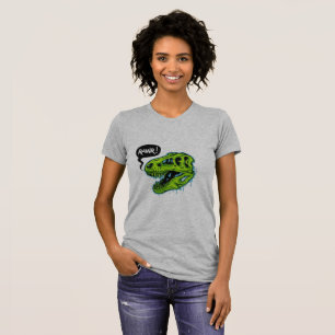 Cute RAWR T-Rex Dinosaur Women's T-Shirt - Green 