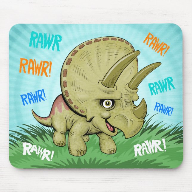 Cute RAWR Triceratops Mouse Pad (Front)