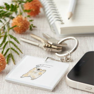 Cute Reaching Cat Wanting Hugs Hand Drawn Art Key Ring