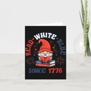 Cute Read White Blue 4th of July Patriotic Gnome Card