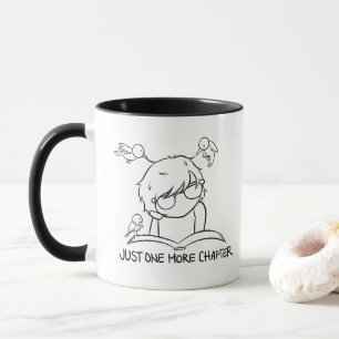 Cute Reader Reading with Birds Two-Toned Mug
