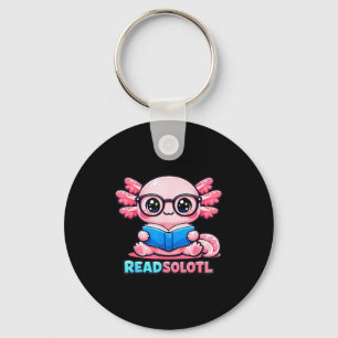 Cute reading axolotl design for all ages key ring