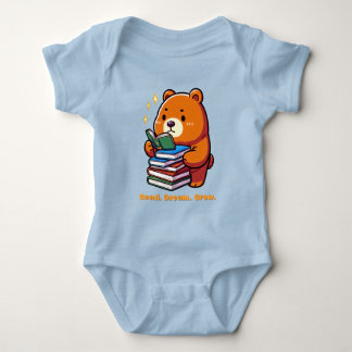 Cute Reading Bear with Books Kawaii Baby Bodysuit