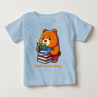 Cute Reading Bear with Books Kawaii Baby T-Shirt